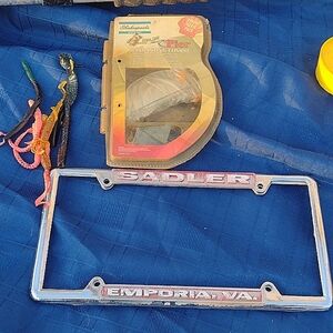 Chrome License plate holders& bonus items